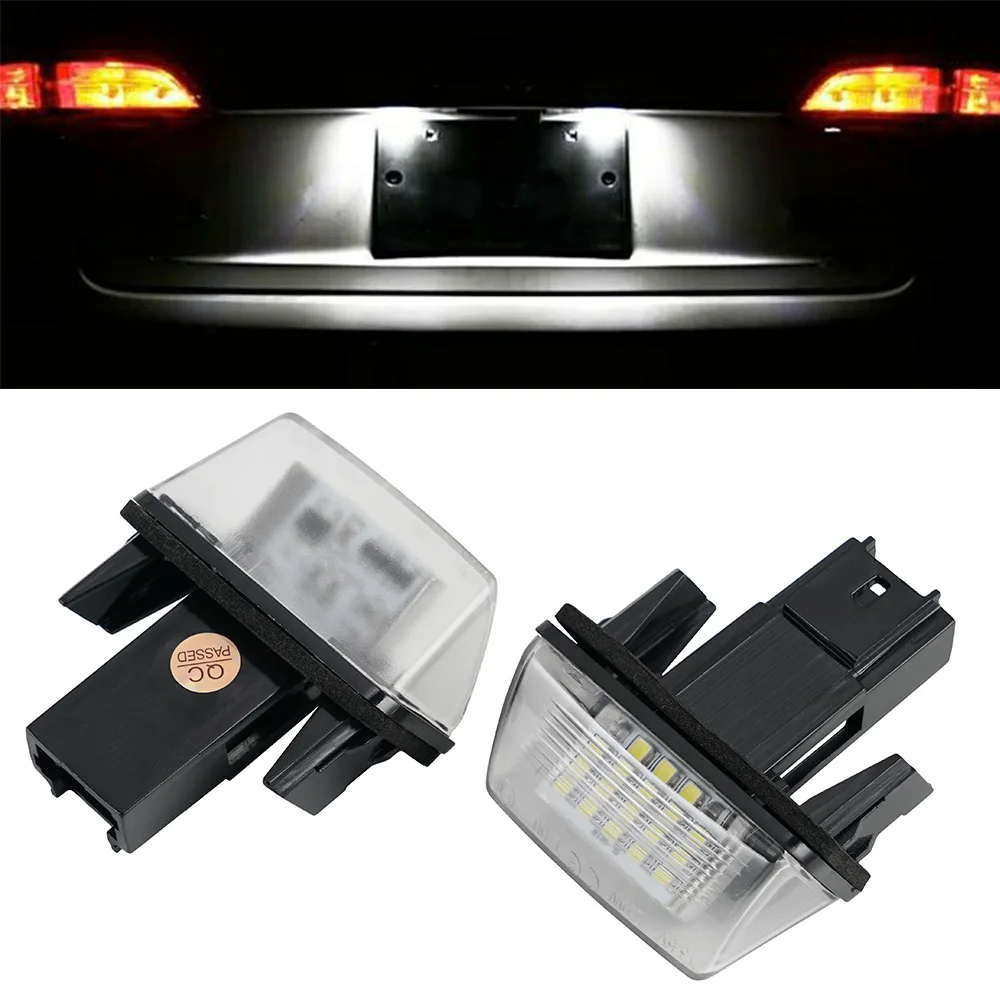 BEVINSEE 2pcs LED Licence Number Plate Lights For Citroen C5 01-08 C4 Grand Picasso 2006-2012 CANBUS No Error 6500K White 12V