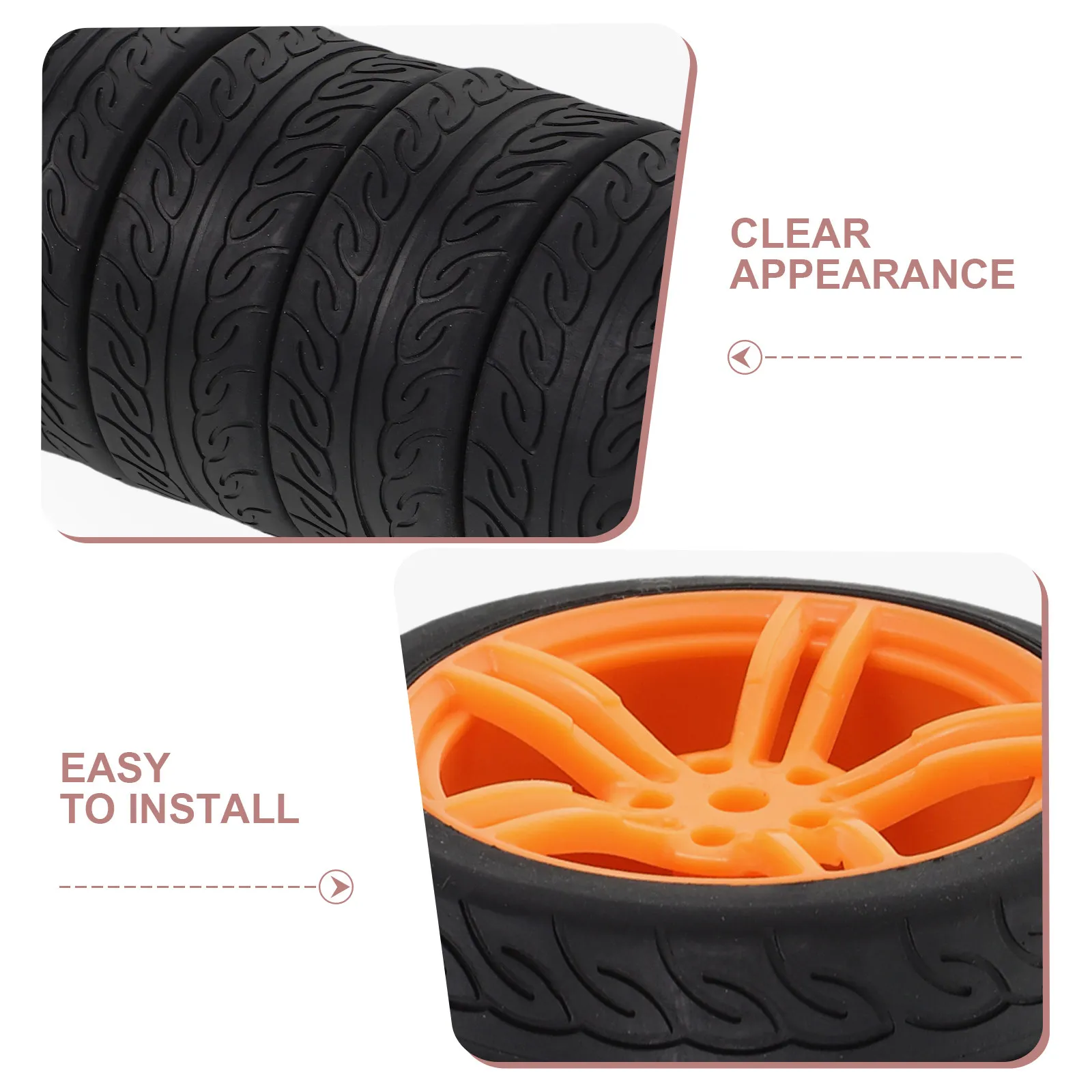 

4Pcs Rubber Car Wheels Multi Function Grip Replacement for DIY Assembly Black Tires Enhanced Stability Small Wheels for Craft