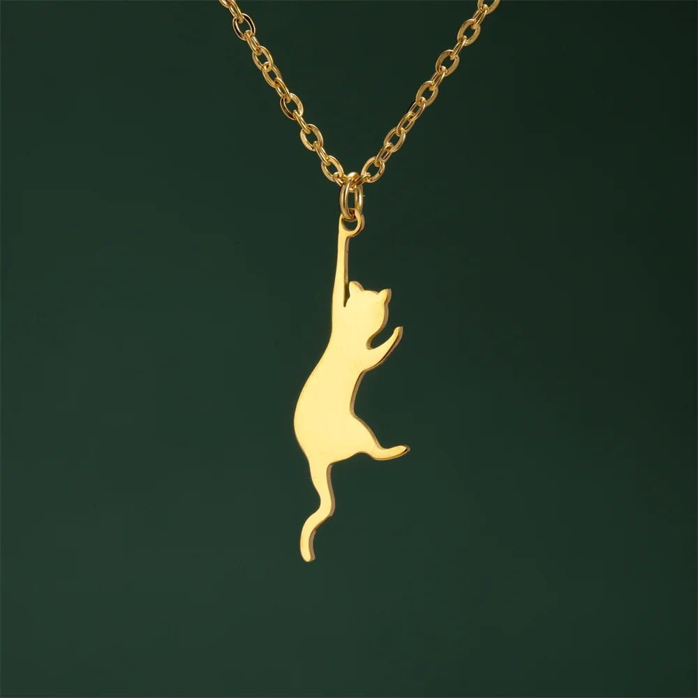 My Shape Katzen-und Fischgräten Anhänger Halsketten für Frauen Mädchen Kätzchen Tiere Charms Halskette Halsreif Edelstahl Schmuck – Detail 10