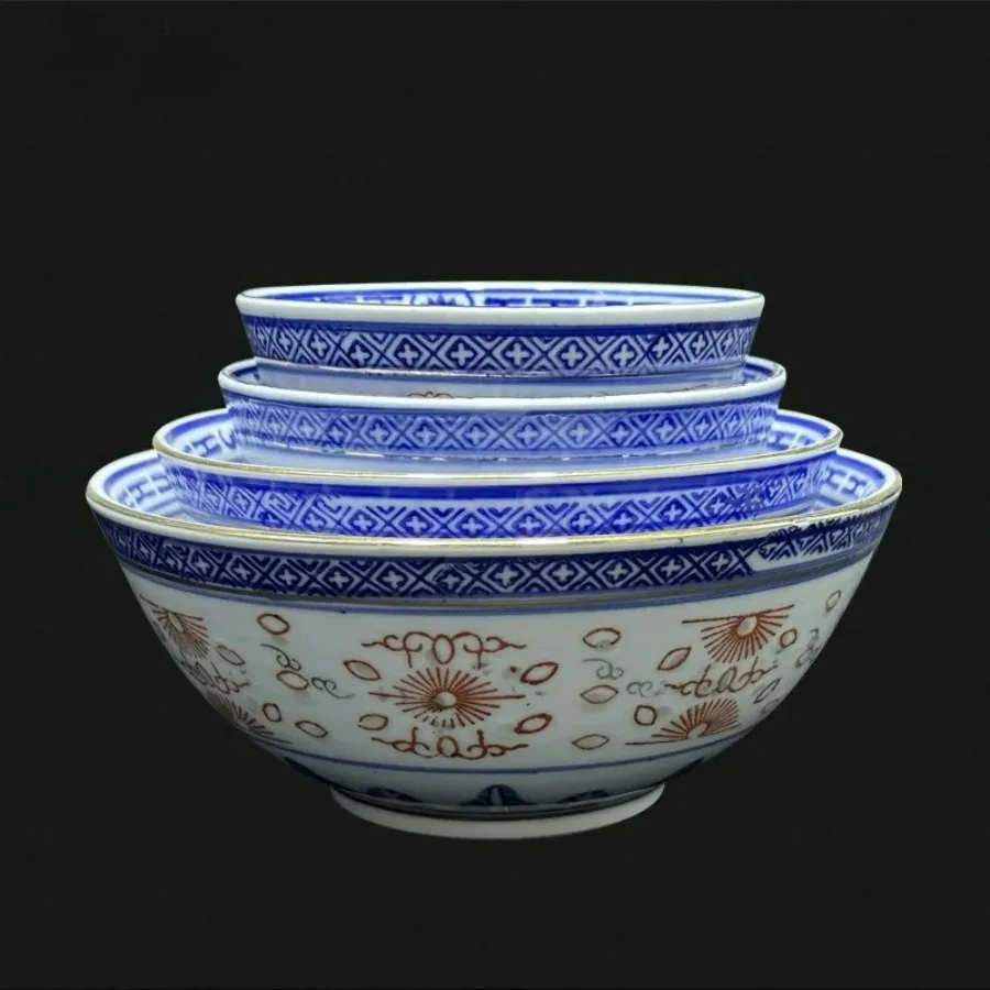 Jingdezhen Ceramic Rice Bowl Color Blue and White Exquisite Dragon Pattern Chinese Soup Noodle Bowl Old-fashioned Tableware