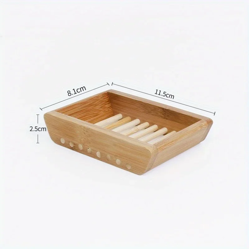 1Pc Bamboo Soap Box Oval Soap Holder Natural Wooden Soap Dish Anti Drain Tray Shower Bathroom Kitchen Bath Accessory view 4