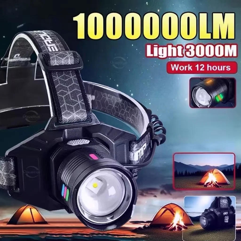 

High power USBrechargeable headlight White laser sensor headlight High power headlight with telescopic zoom high lumen headlight