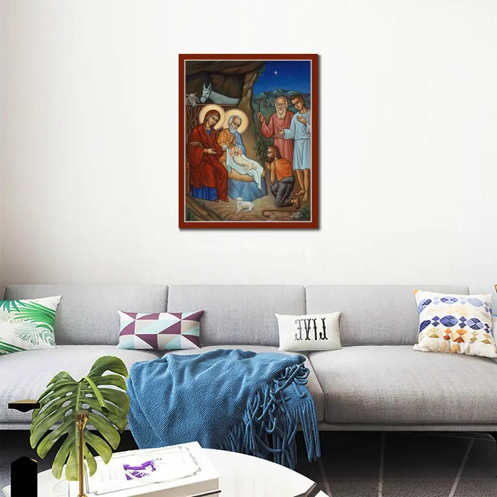 Adoration of the Shepherds Icons of the Great Feasts HD Print Greek Orthodox Byzantine Christian Canvas Art Religious Wall Decor