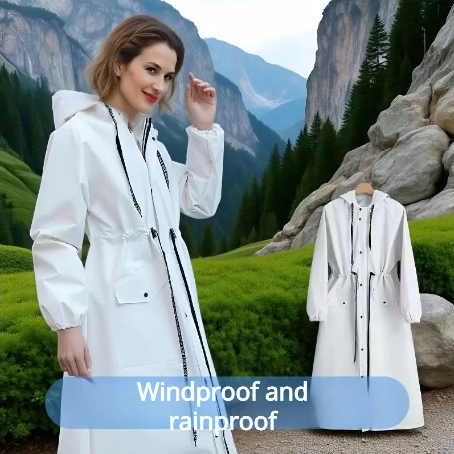 

Coat style raincoat hiking long raincoat electric bicycle front opening raincoat
