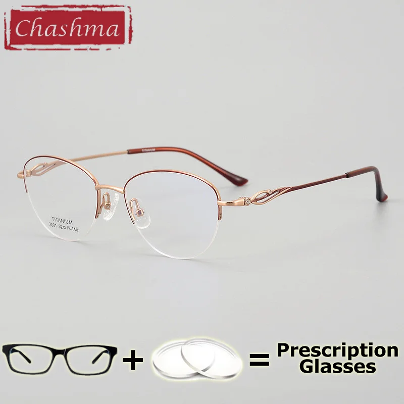 

Очки по рецепту Chashma из чистого титана, полурамка, очки для близорукости по рецепту, роскошная модная оправа для оптических очков