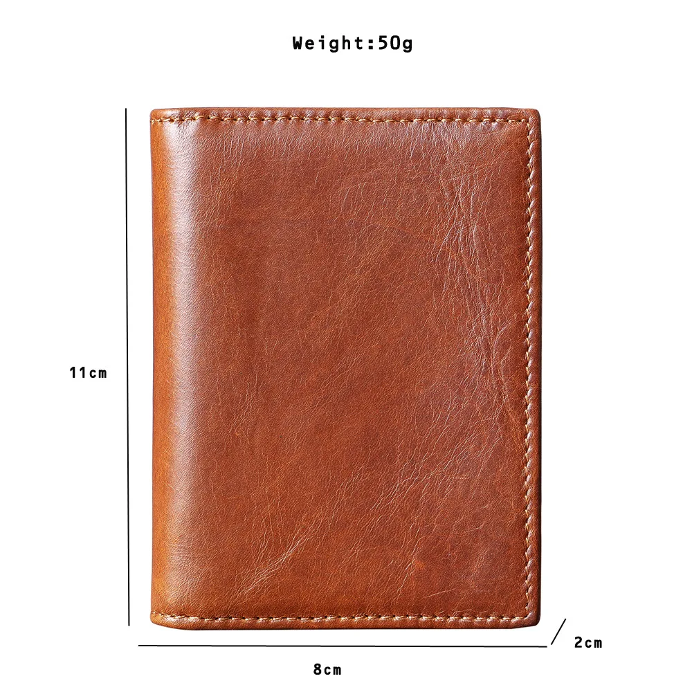 Vintege Genuine Leather High Quality Credit Card Holder Mens Wallet Short Mini Slim  License ID Card Cases Multiple Slots Purse