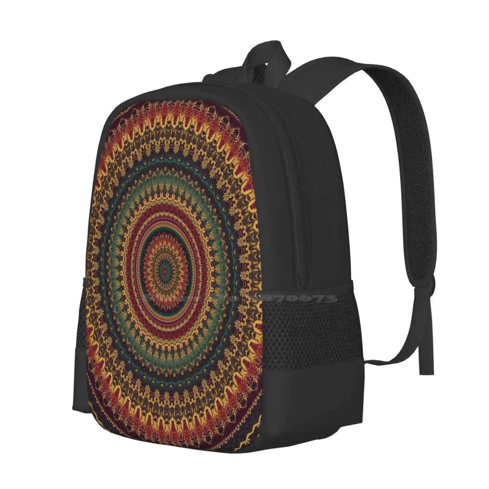 Mandala 11 3D Print Design Backpack Student Bag Gypsy Hippie Hippy Pattern Mandala Flower Of Life Sacred Geometry Golden Ratio