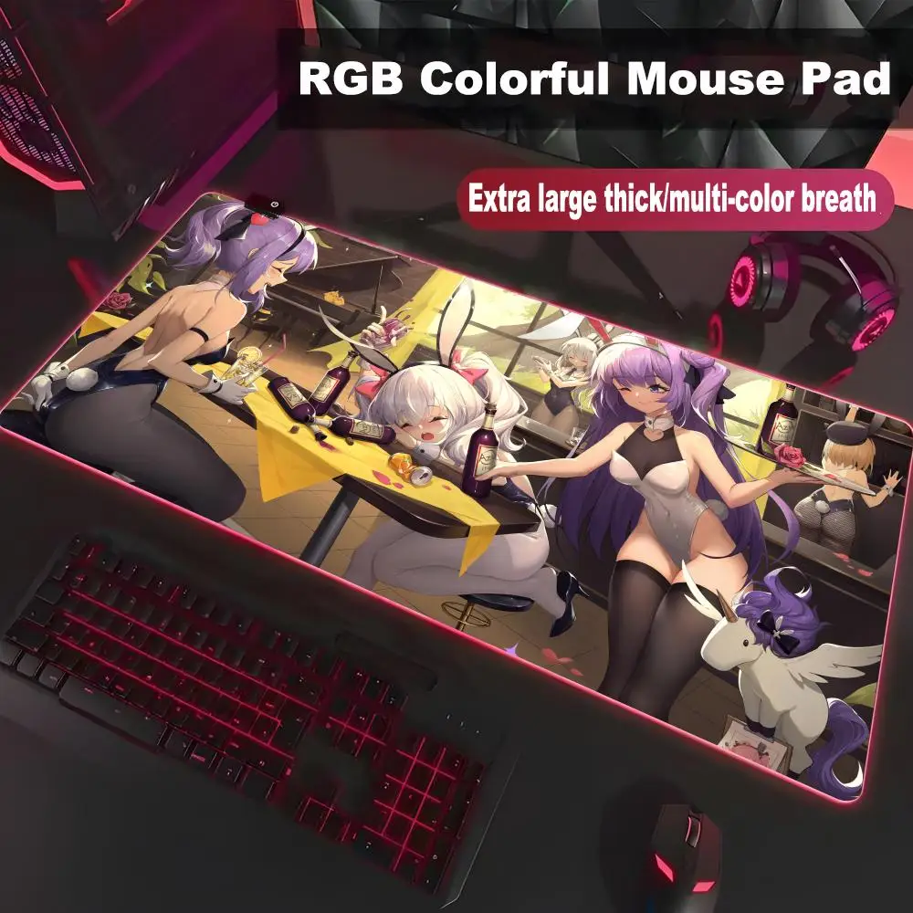 Mouse Pad Unicorn Azur Lane High-end E-sports Mouse Pad RGB Mouse Pad LED Pc Large Student Writing Pad Gamer Mat HYBXXC