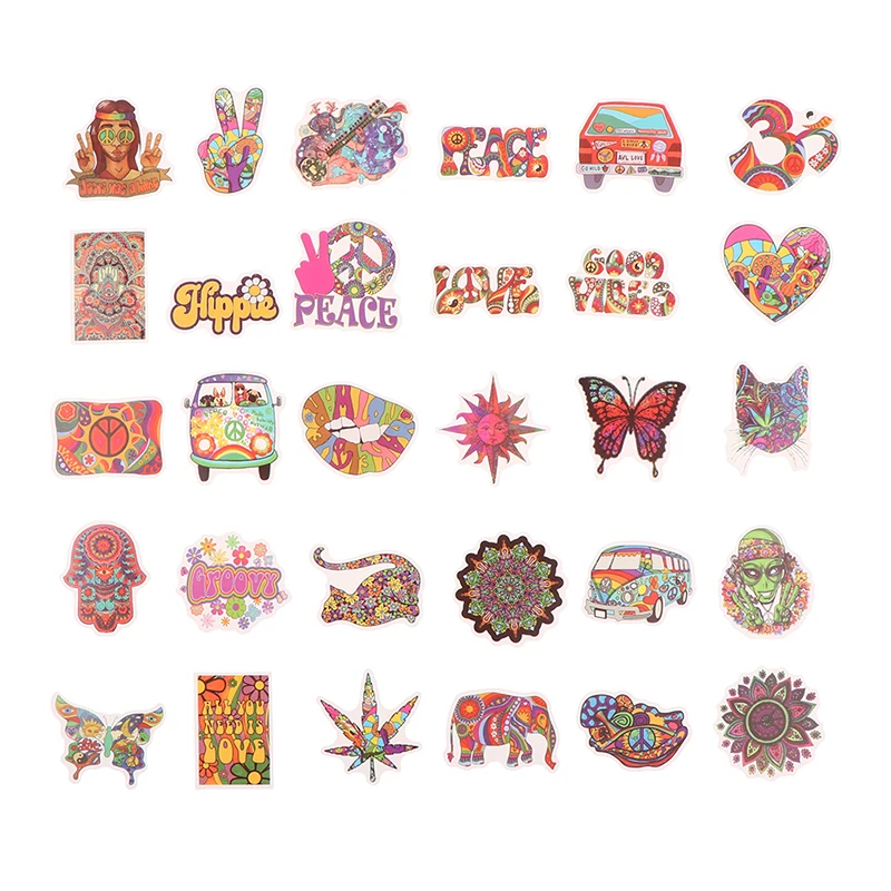 50pcs Psychedelic Hippie Art Sticker Classic Toy For Skateboard Fridge Laptop Decoration