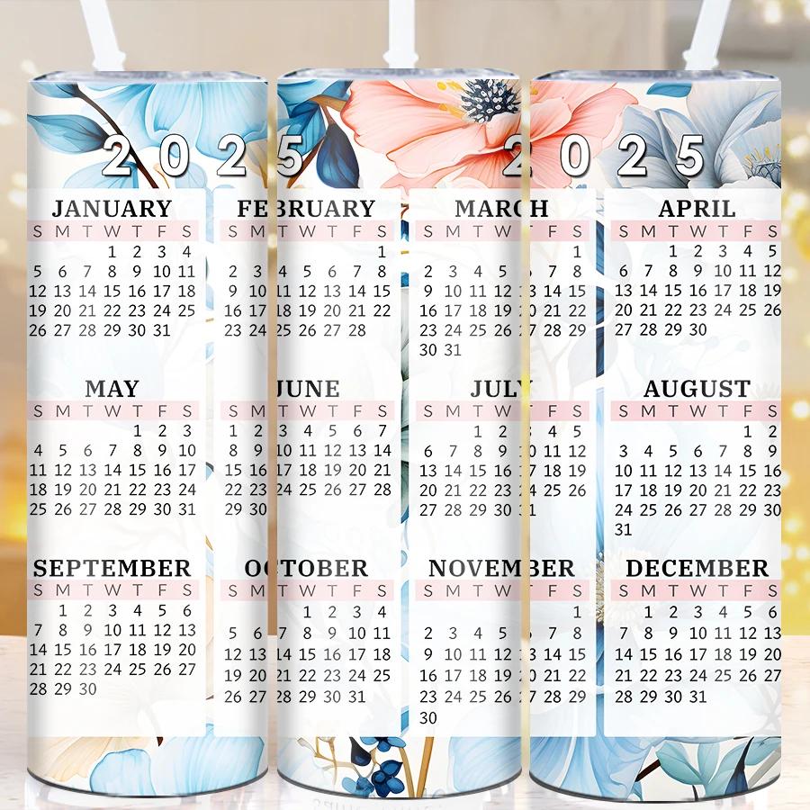 20oz Stainless Steel Insulated Tumbler with Straw Lid Tumblers 1Pc Print 3D 2025 Calendar Sublimation Vacuum Outdoor Travel Cups