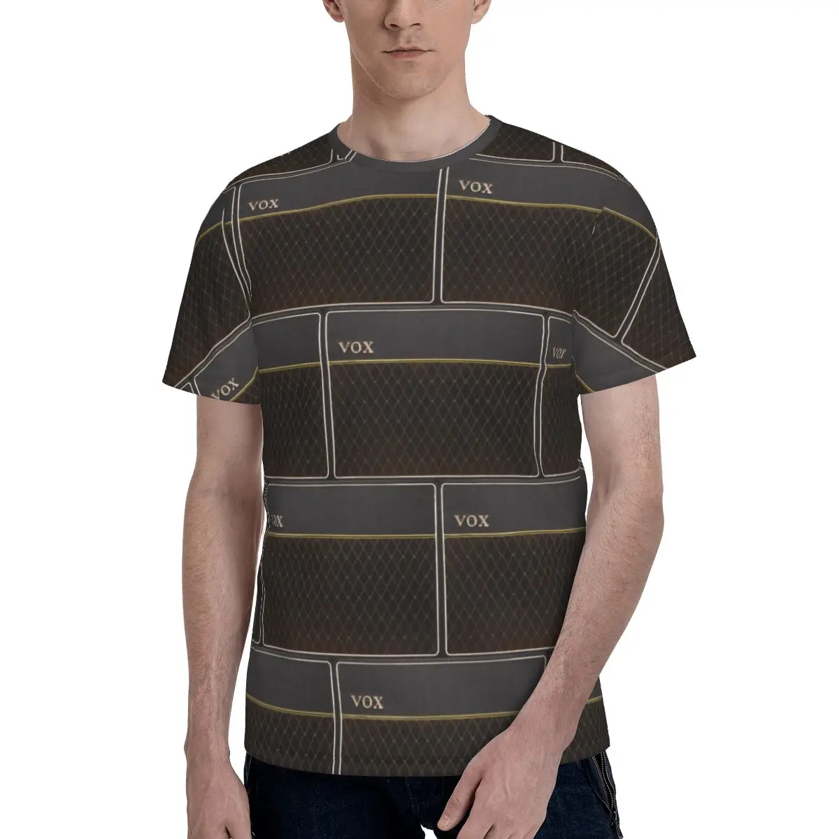 Vox AC30 Amplifier Sticker50 T-Shirt for Men Cotton T Shirts Men's Tees Short Crew Neck Summer Clothes Tops