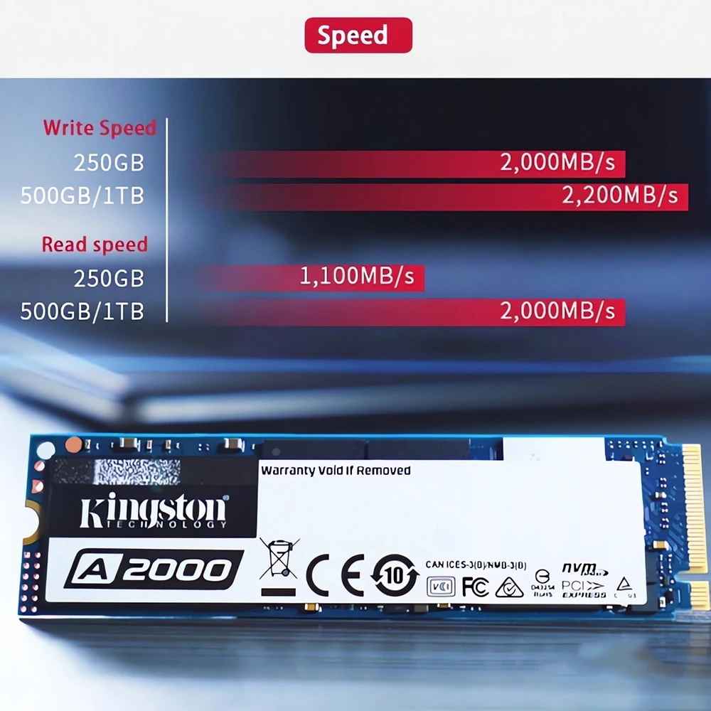 Kingston SSD NVMe PCIe M.2 2280, PC 노트북 데스크탑용 내장 솔리드 스테이트 드라이브 하드 디스크, 250GB, 500GB, 1TB