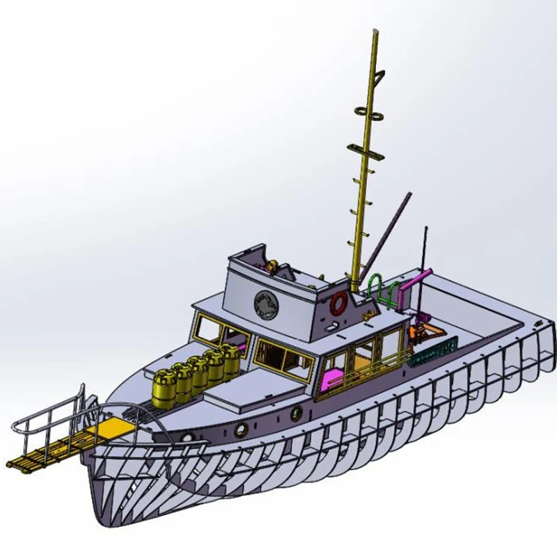 1/12 RC 선박 130cm 목재 구조 시뮬레이션 오르카 원격 조종 낚시 보트 3D 프린팅 디테일 RC 보트 모델 키트 선박 장난감