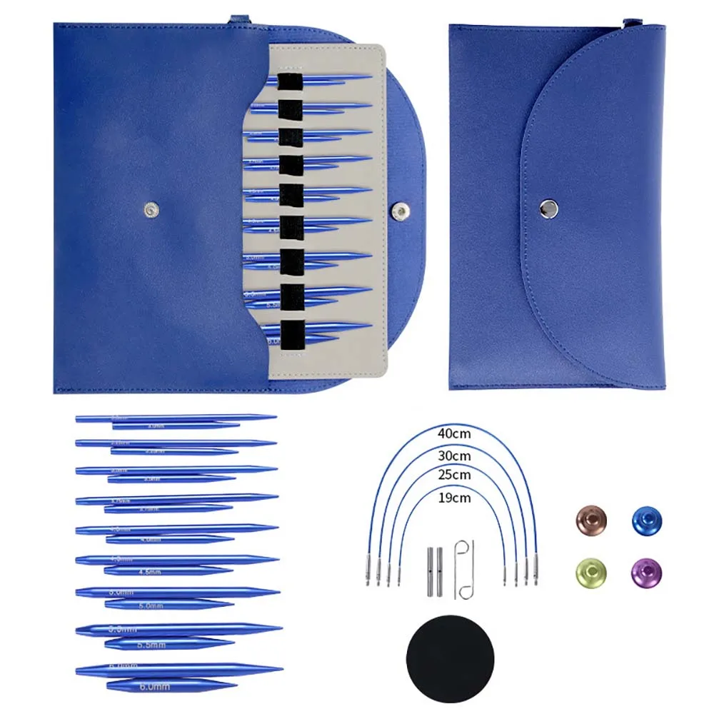 

32 Pieces of Knitting Tools Removable Interchangeable Head Circular Needle Set 9 Pairs 3.0-6.0mm Sewing Sleeve DIY Crochet Kit