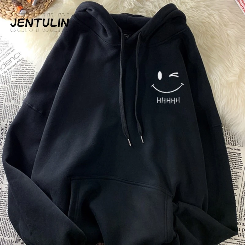 

Y2k Одежда Женские толстовки с улыбающимся лицом Забавная модная толстовка Американская свободная повседневная мужская толстовка с капюшоном Однотонный пуловер K Pop