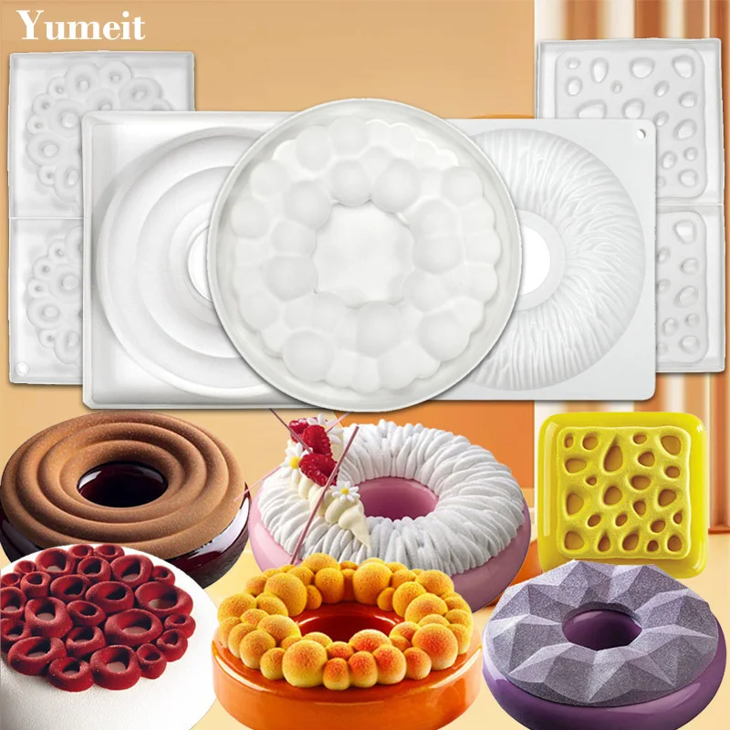 Bubble Round Mousse Cake Mold Geometric Hollow Circular Silicone Mold DIY Chocolate Baking Homemade Desserts Tools