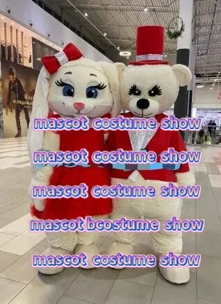 

2pcs Both Hairy Bear And Hare Rabbit Cartoon Mascot Costume Plush Adult Christmas Dress Halloween Mascot Costume