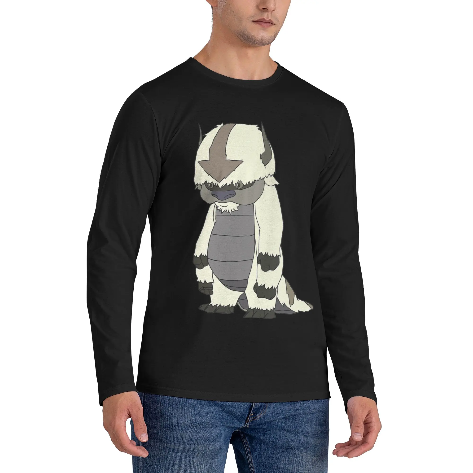

Standing Appa Avatar The Last Airbender Men's Long Sleeved T-shirt Breathable Round Neck T shirts Spring and Autumn Men tops