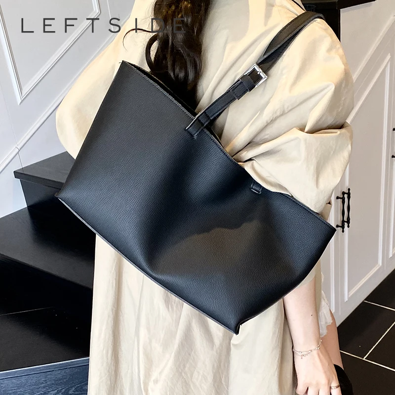 

LEFTSIDE 2025 Summer New in Big PU Leather Luxury Brand Handbags and Purses Women's Tote Bag Short Handle Shoulder Bags