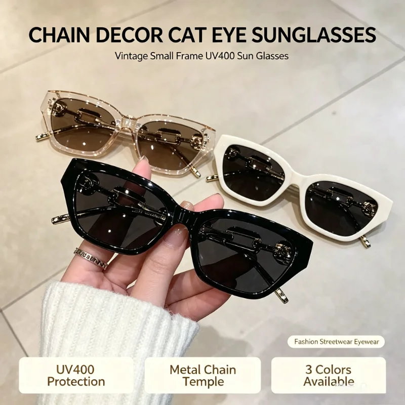 Thick Chain Legs Sunglasses Men and Women UV400 Protection Shades Retro Rectangle Eyeglasses