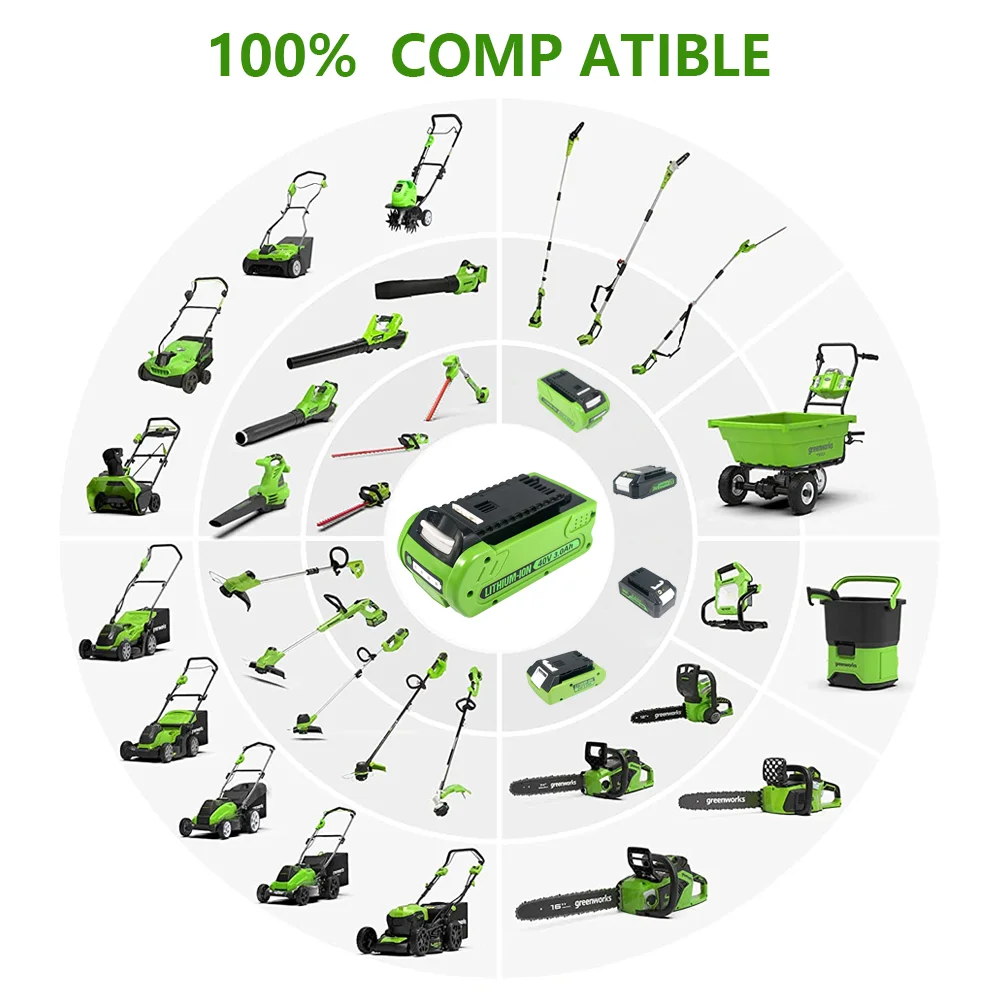 For GreenWorks 40V 3Ah Power Tools 18650 lithium Battery for GreenWorks 29462 29472 29282 G-MAX GMAX Lawn Mower