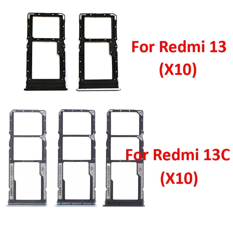 10Pcs Phone SIM SD Card Tray For Xiaomi Redmi 13 New SIM Chip Slot Holder Drawer Pocket For Redmi 13C 5G