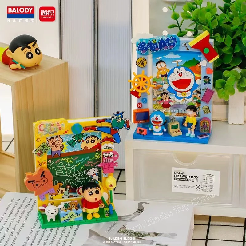 Crayon Shin-Chan Doraemon Building Blocks Puzzle Bricks Model Picture Frame For Home Decoration Toys Kid Gift