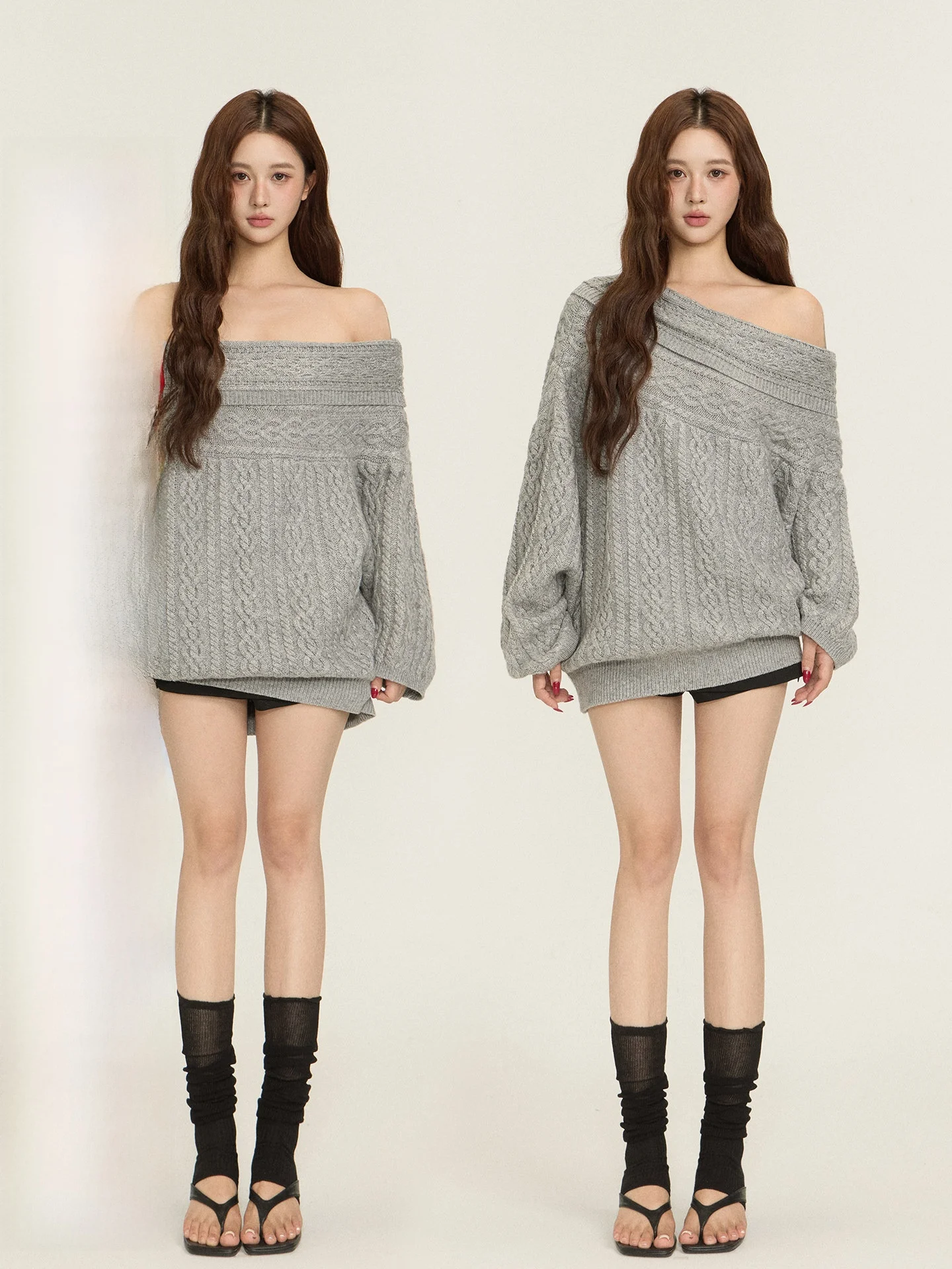 

Сексуальный вязаный свитер с узором «косы» для женщин, свободный крой, длинный рукав, дизайн на одно плечо, теплый, уютный, осенне-зимний, модный, для повседневной носки