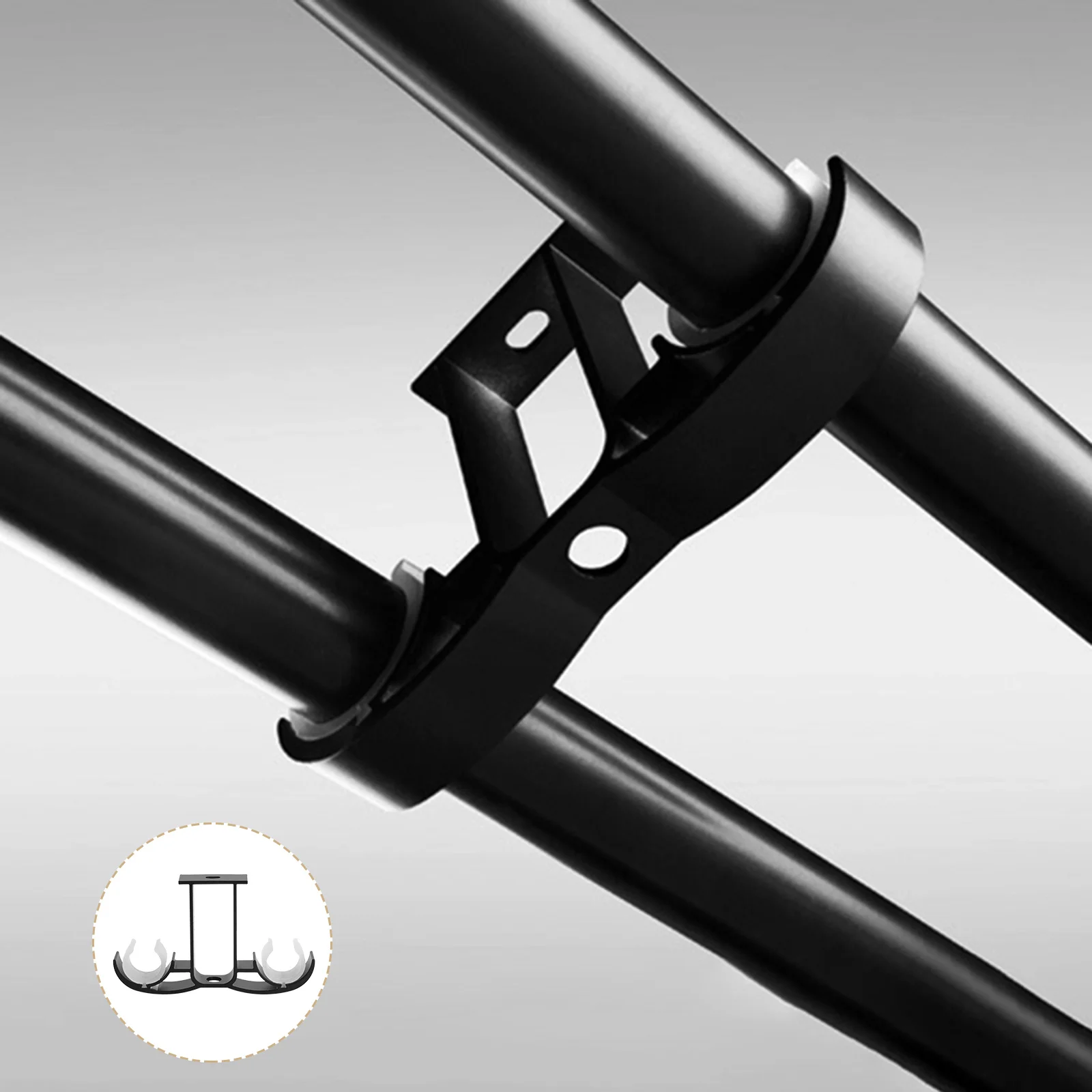 

1Pair Curtain Rod Bracket Black Double Rod Strut Frame Strong Curtain Fixing Tools for Drapes Blinds Ceiling