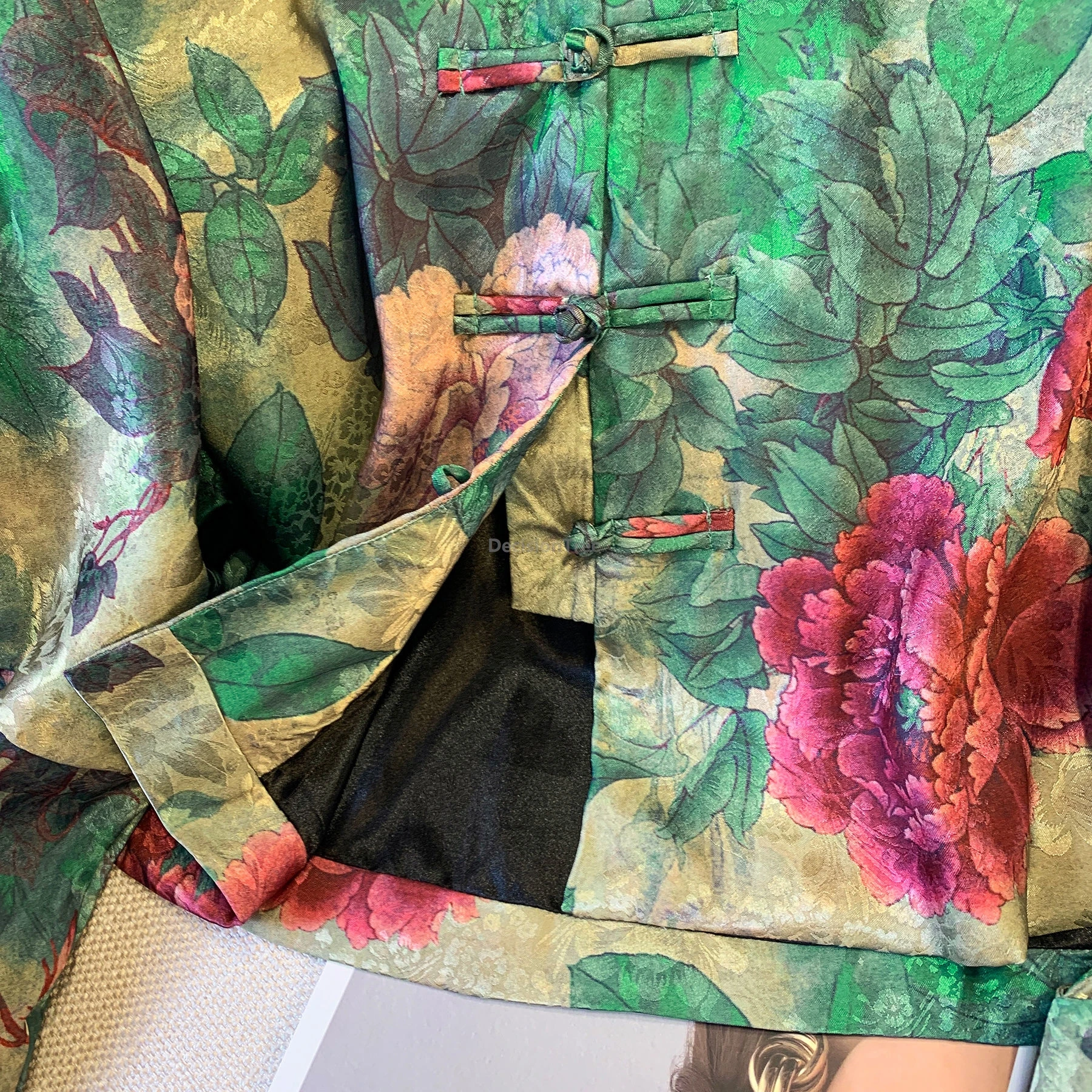 Improved National Style Vintage Modern Hanfu peony Printing Women Jacket Chinese Tang Suit Top Women Spring Autumn Coat