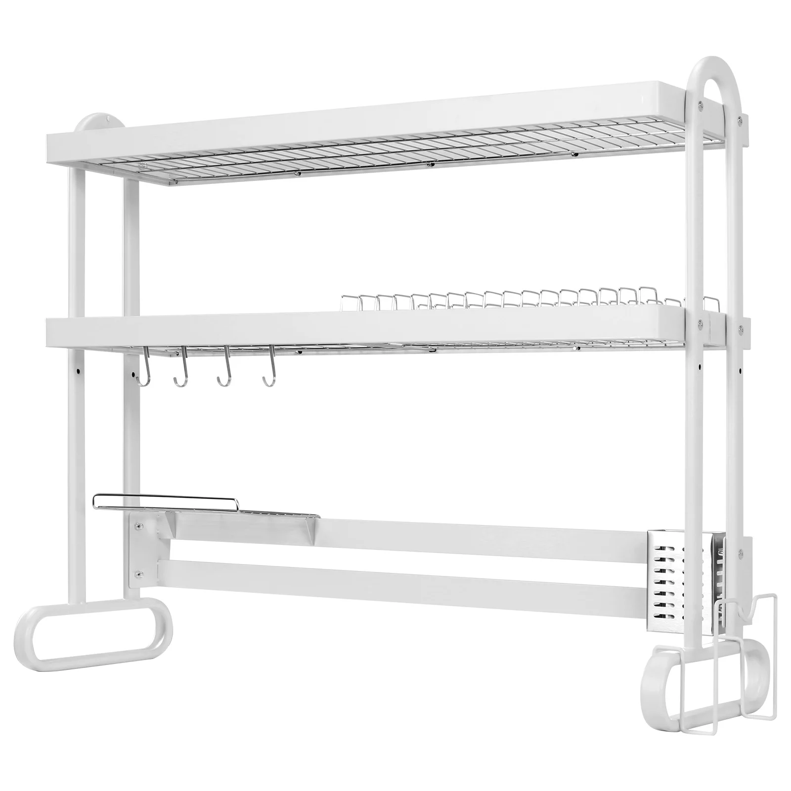 

Stainless Steel Dish Drainer with Utensil Holder Kitchen Counter Dishrack Household Dish Strainers for Draining & Storing Dishes