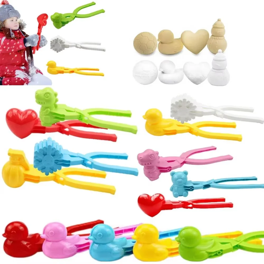 4pcs/set DIY Snow Balls Model Clamps Multi-shape Cartoon Snow Ball Maker Gadgets Snow/Sand Grasping Toy Kids Gifts for Christmas