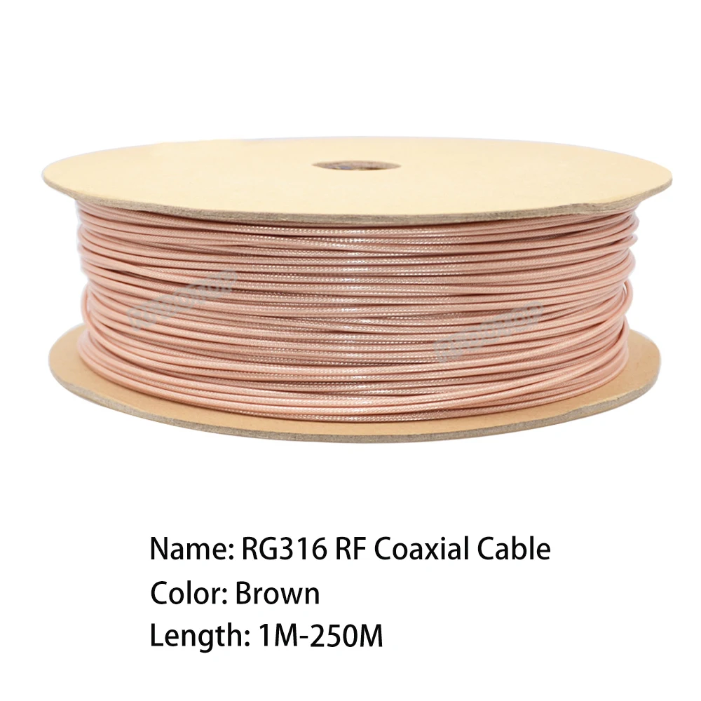 Brown RG316 Coax Coaxial Cable 50 Ohm Low Loss for Crimp Connector RG-316 High Quality 1m-250m