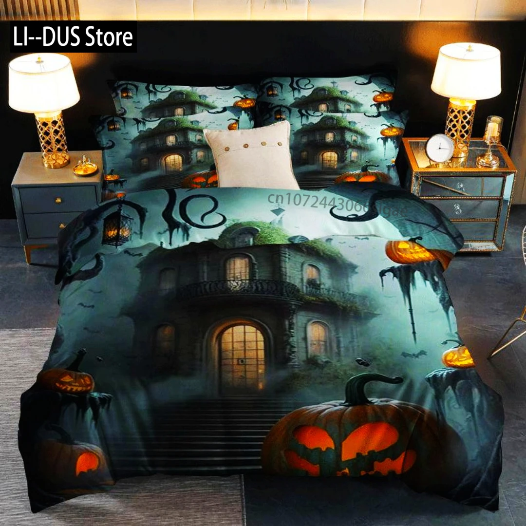 

Horro Halloween Bedding Set Pumpkin Digital Printed Soft Cozy Duvet Cover King Queen Twin Single Size Bithday Gift Room Decor