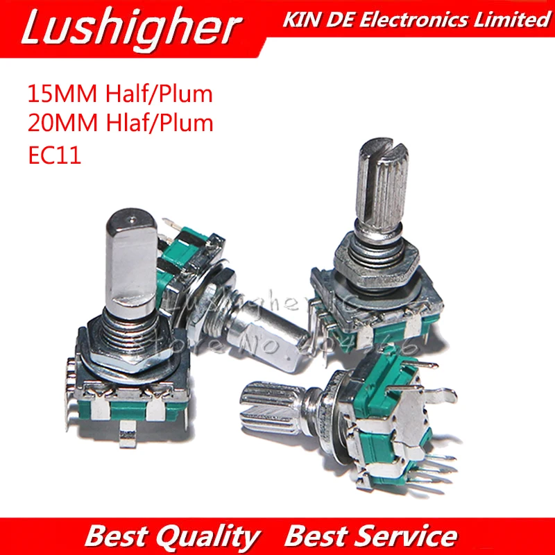 10PCS EC11 15mm / 20mm Half / Plum Axis Rotary Encoder Hle Code Switch Digital Potentiometer Switch 5Pin DIY