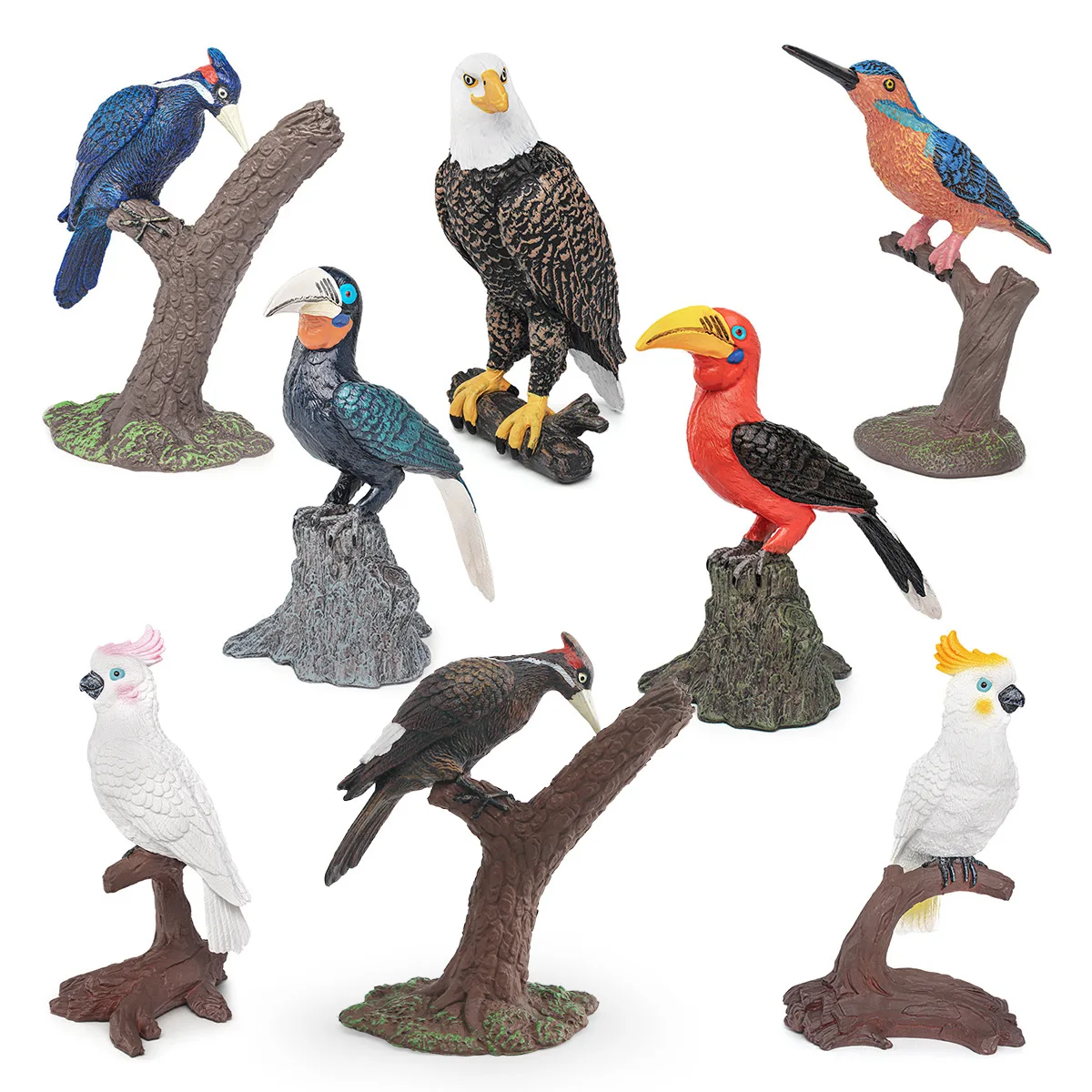 Blue Orange Parrot Woodpecker Large Beak Bird Eagle Toy Ornament Realistic Animal Model Simulation Flying Bird Collectible