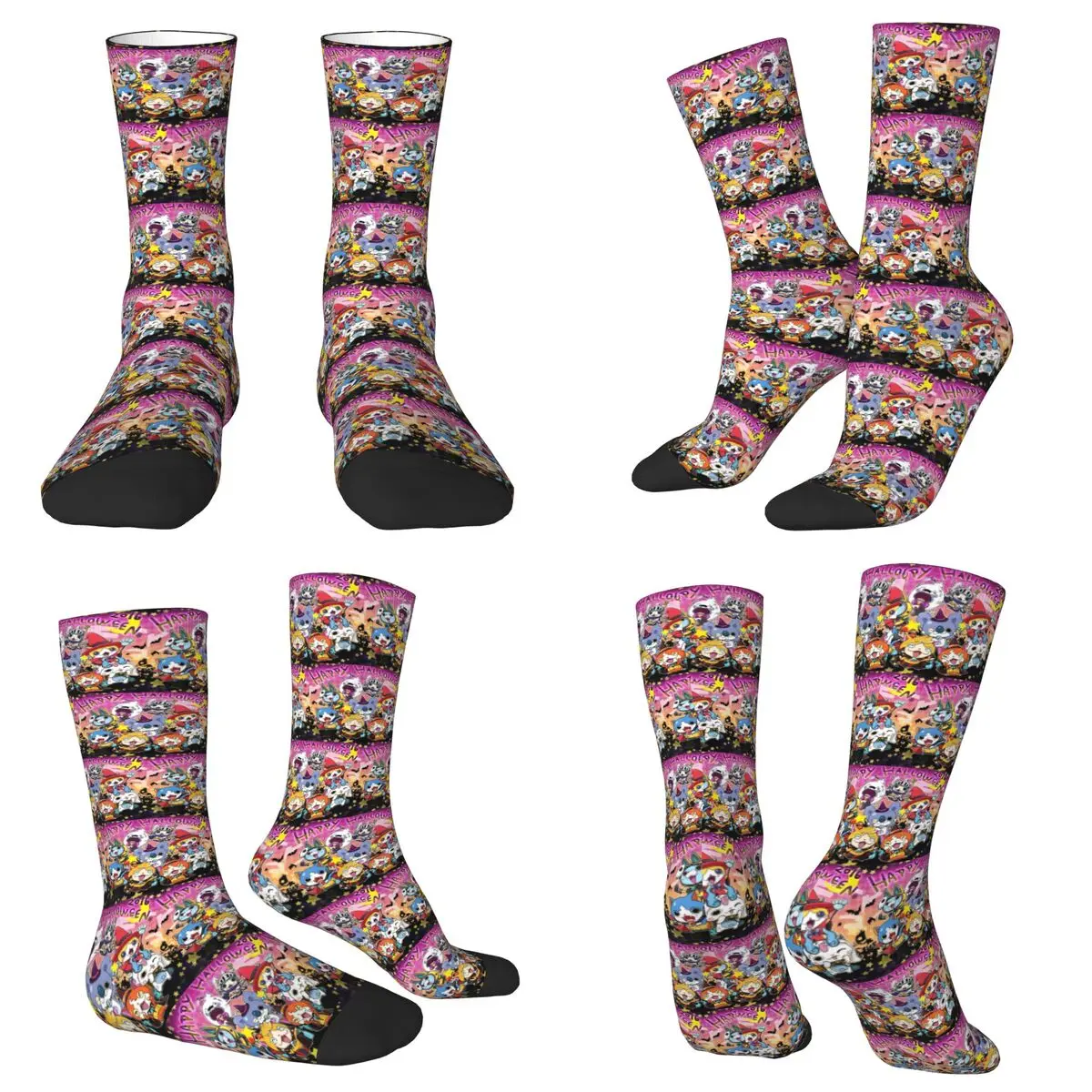 All Seasons Crew Stockings Yo-Kai Watch Cartoon Game Socks Harajuku Long Socks for Men Women Valentine's Day Gifts