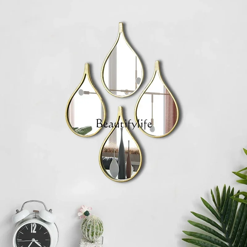 FG11Water drop special-shaped decorative wall hanging mirror ins Nordic living room dining room background wall decorative mirro