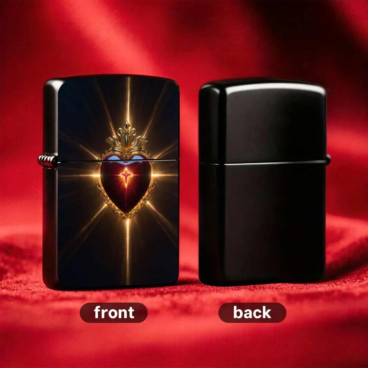 Reusable Flip-Top Pocket Metal Lighter, Windproof Lighter with Sacred Heart Relief, Refillable Fuel Portable Lighter, Exquisite Religious Element Gift, Durable Igniter for Daily Carry and Humorous and Fun Lighter