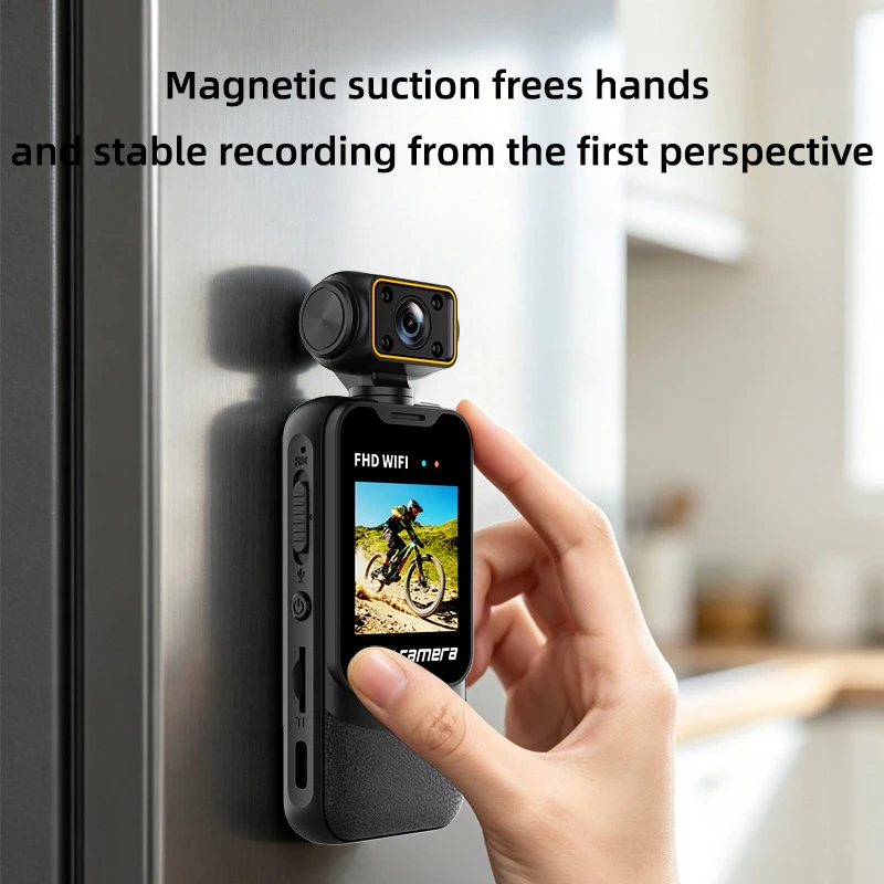 Portable Handheld Sports Camera Outdoor Wifi Magnetic Night Vision 180 ° Rotating Lens HD Mini DV Cycling Sport Camera 2026