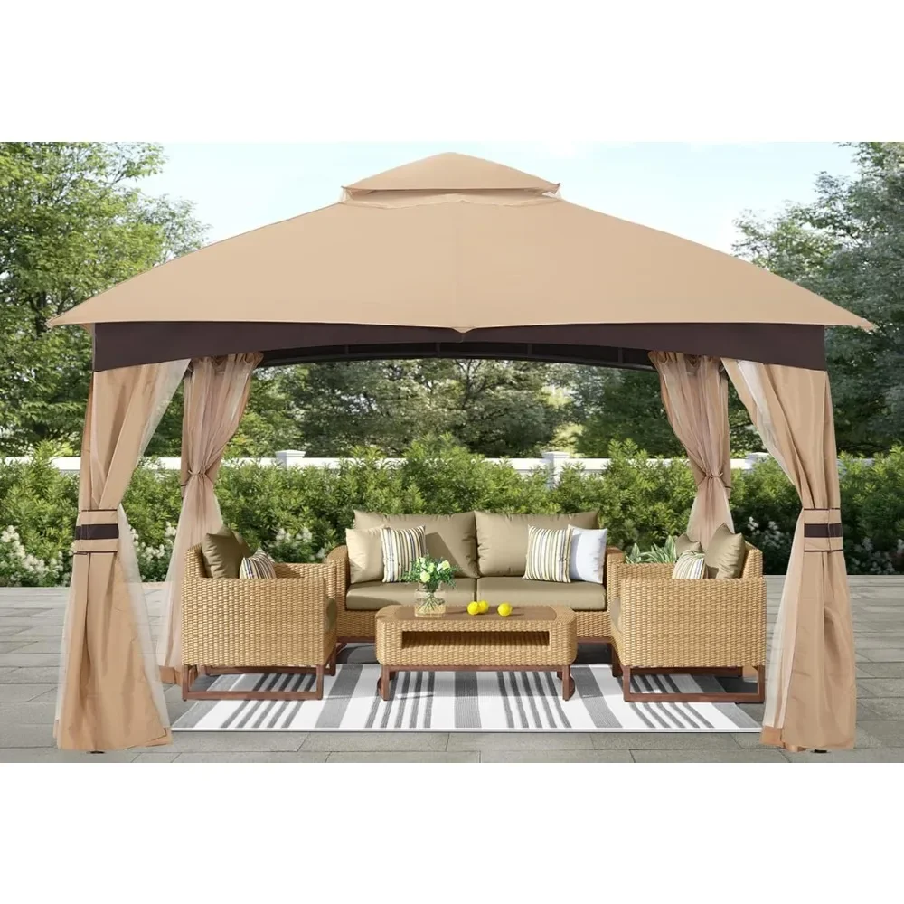 8x8 Outdoor Gazebo - Patio Gazebo with Mosquito Netting, Outdoor Canopies for Shade and Rain for Lawn, Garden, Backyard & Deck