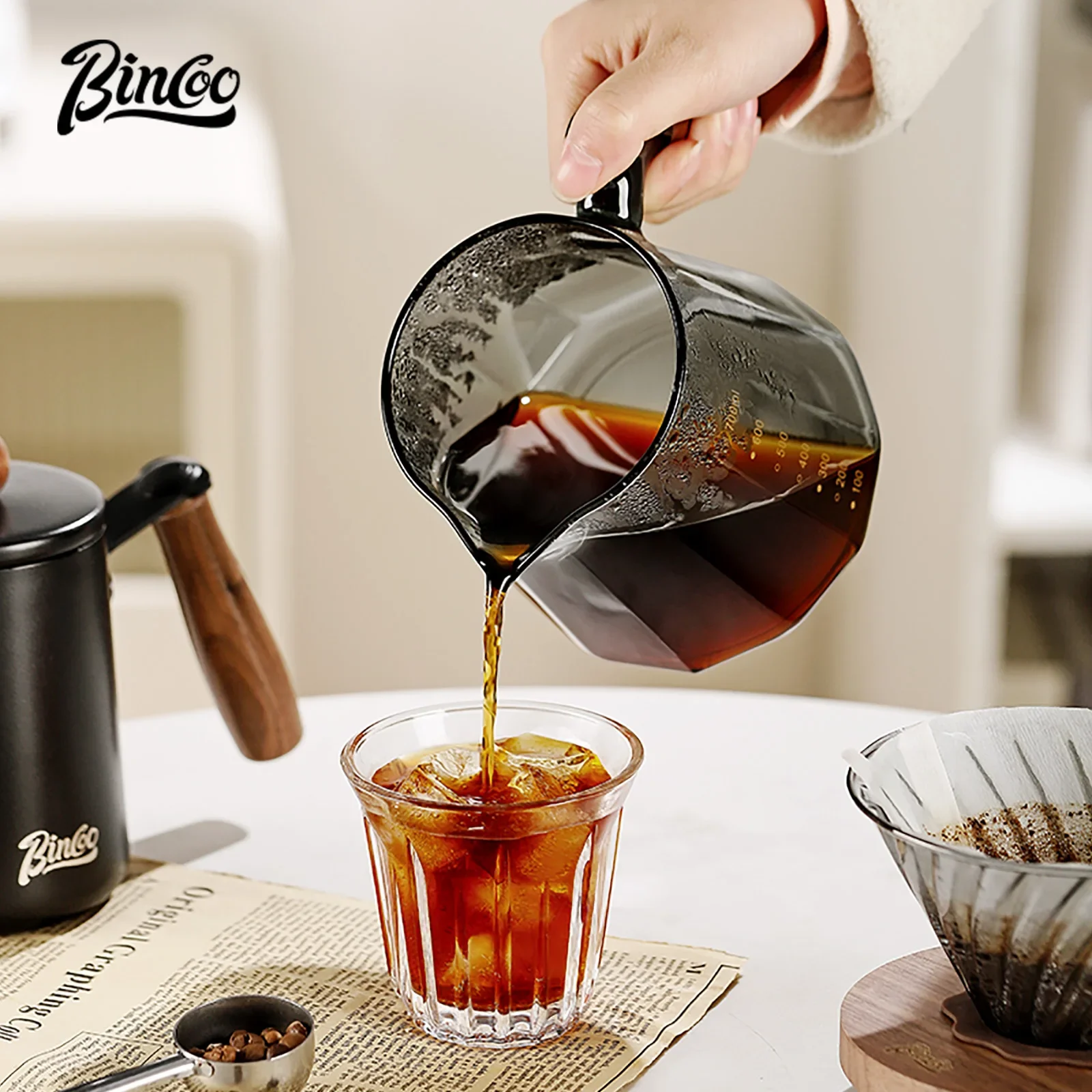 

Bincoo Barista Pour Over Coffee Maker Set 800ml Glass Carafe Coffee with Glass Coffee Filter Drip Espresso Maker for Home&Office