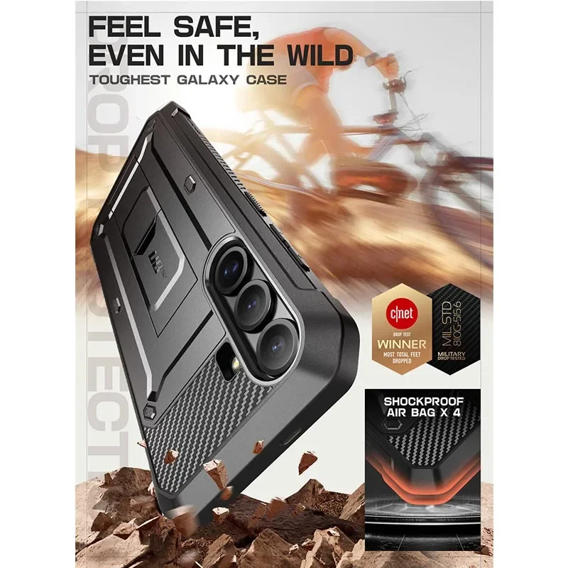 SUPCASE Etui UB Pro Heavy Duty Rugged do Samsung Galaxy S25 FE z wbudowaną osłoną ekranu, klipsem do paska i podstawką — zdjęcie produktu 3