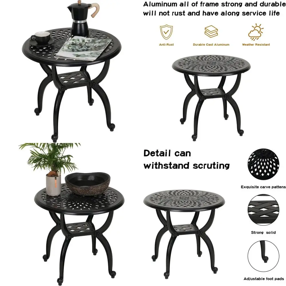 

Устойчивый к ржавчине черный круглый стол-бистро для использования на улице и в помещении