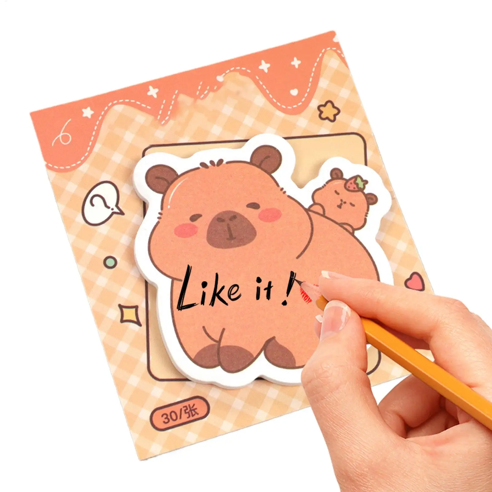Милые липкие заметки, самоклеящиеся наклейки с капибарой, 30 листов, эстетические липкие заметки для стола, настенный рюкзак, работа, дети, взрослые, девочки