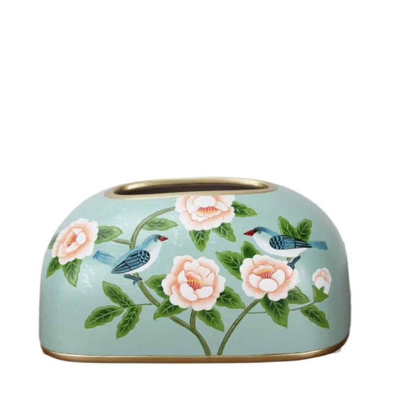

Intangible cultural heritage color ceramic tissue box coffee table ornament simple handmade