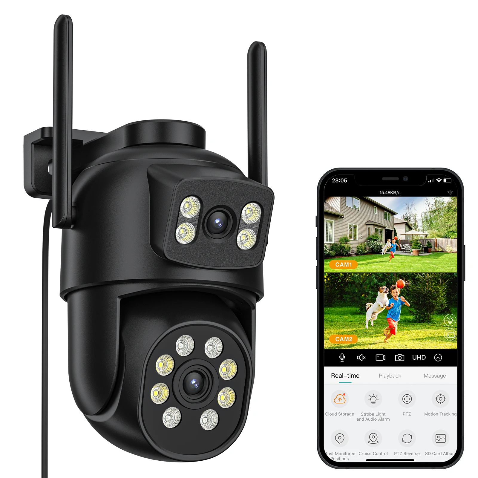 4K 8MP PTZ WiFi Camera Dual Lens Dual Screen Outdoor Security Protection Auto Tracking P2P CCTV Surveillance IP Camera iCSee