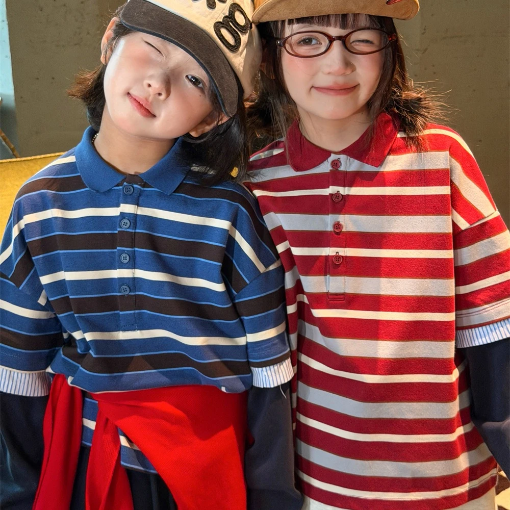 Boys' Hoodie 2026 Autumn and Winter New Children's Clothing Korean Style Boys and Girls Stitching Design Striped Lapel Hoodie