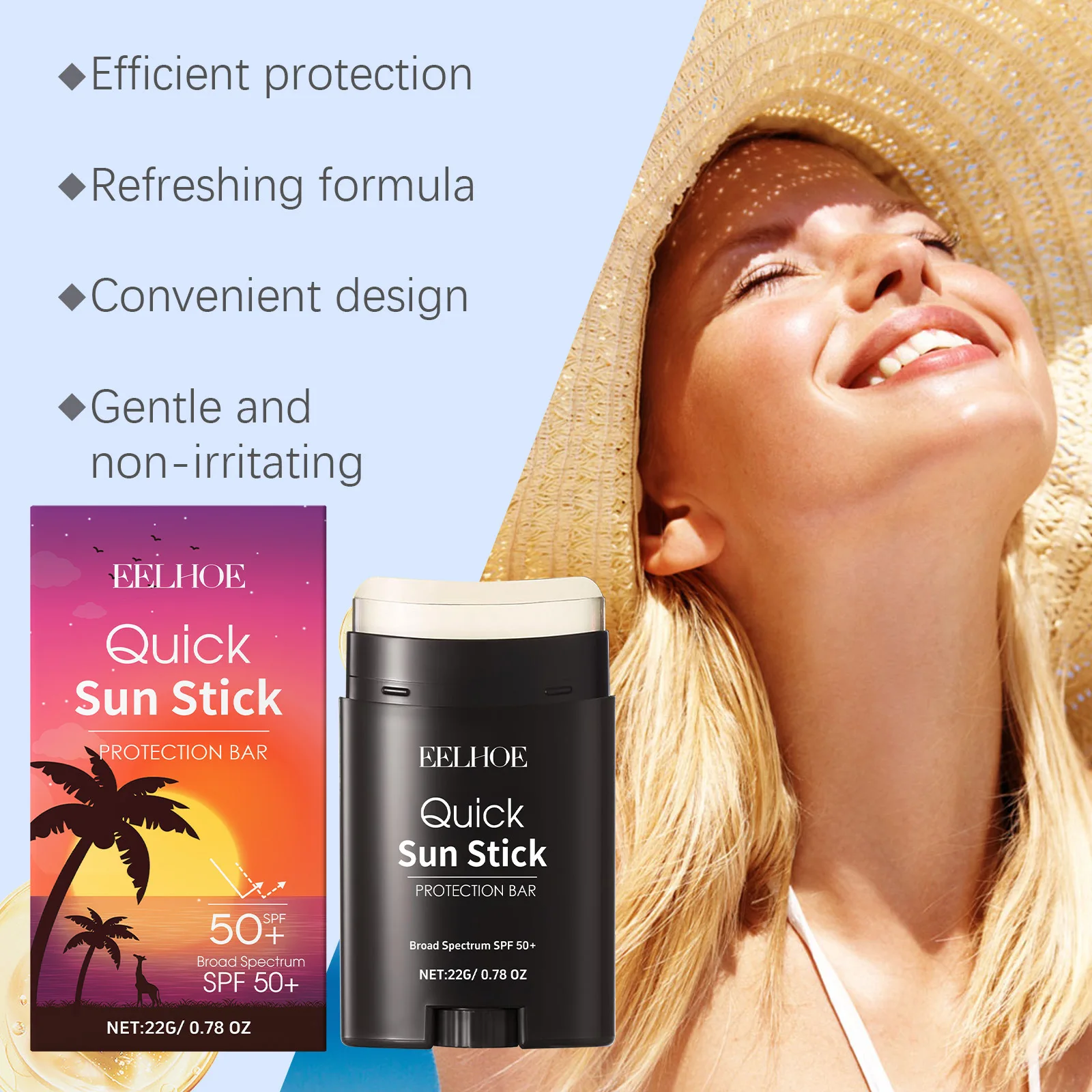 Centella Sunblock Spf50 น้ําหนักเบาไม่เหนียวเหนอะหนะผลิตภัณฑ์ดูแลผิวเรืองแสงธรรมชาติครีมกันแดดอินทรีย์สําหรับผิวหน้าและผิวกาย 22g