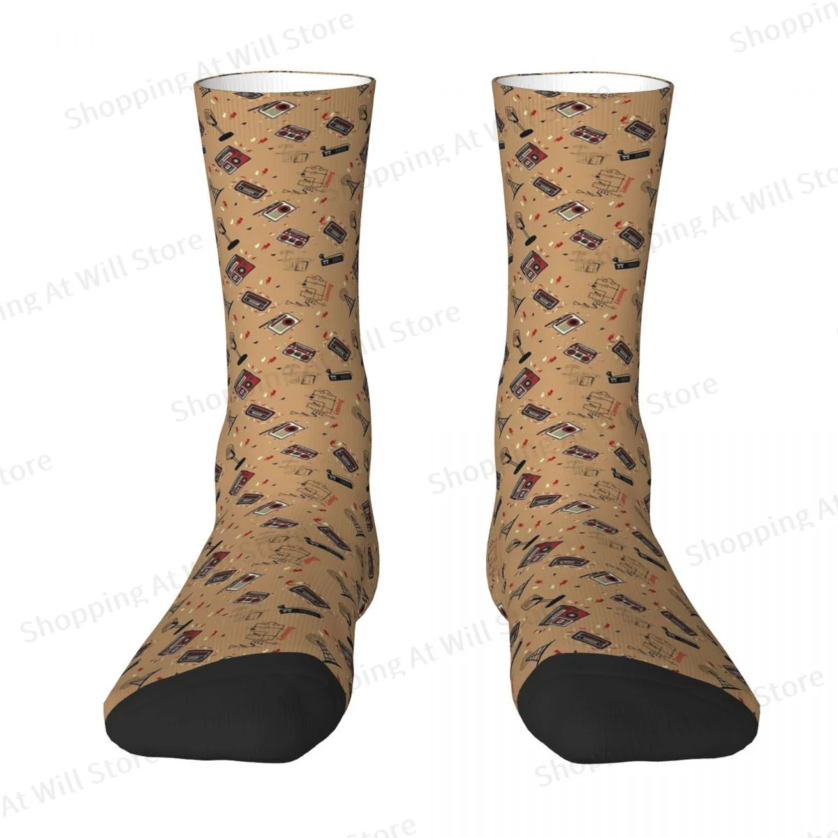 HAM Radio, Amateur Radio Enthusiast Pattern Men Women Round neck Socks Windproof Novelty Spring Summer Autumn Winter Stockings